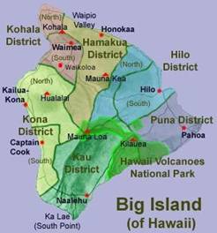 Map of Big Island of Hawaii, Big Island Vacation Rentals